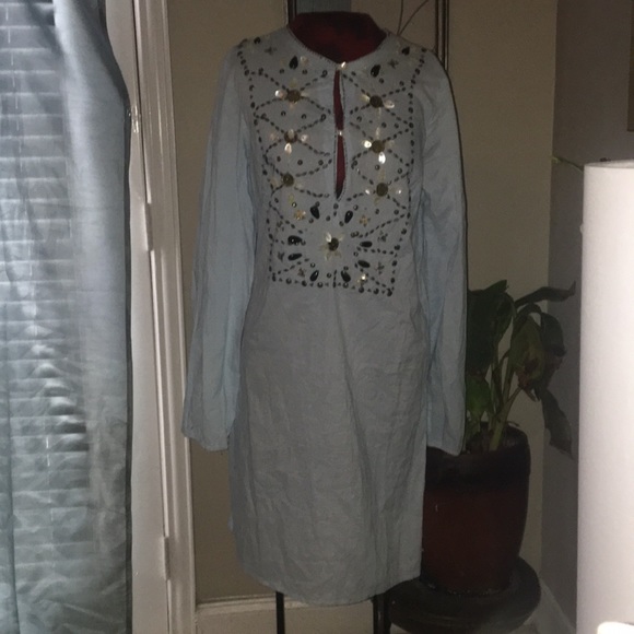 Custom BOHO Indian style tunic Kirti cover up Blue - Picture 3 of 7
